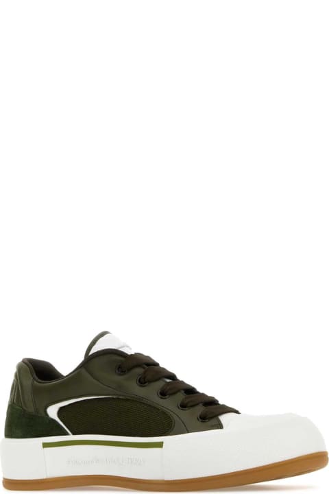 Fashion for Men Alexander McQueen Olive Green Plimsoll Sneakers
