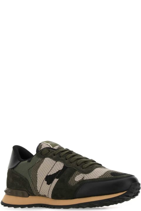 Fashion for Men Valentino Garavani Multicolor Fabric And Leather Rockrunner Camouflage Sneakers