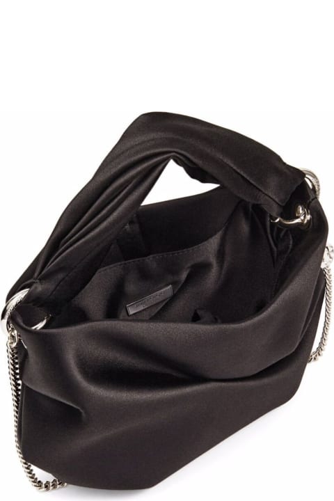 Jimmy Choo Totes for Women Jimmy Choo 'bonny' Black Handbag With Chain In Silky Satin Woman Jimmy Choo