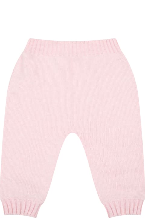 Bottoms for Baby Boys Palm Angels Pink Trousers For Baby Girl With White Logo