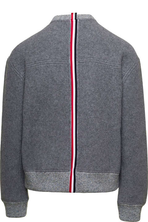 Thom Browne for Men Thom Browne Crewneck Sweatshirt W/ Cb Rwb Stripe In Wool Fleece