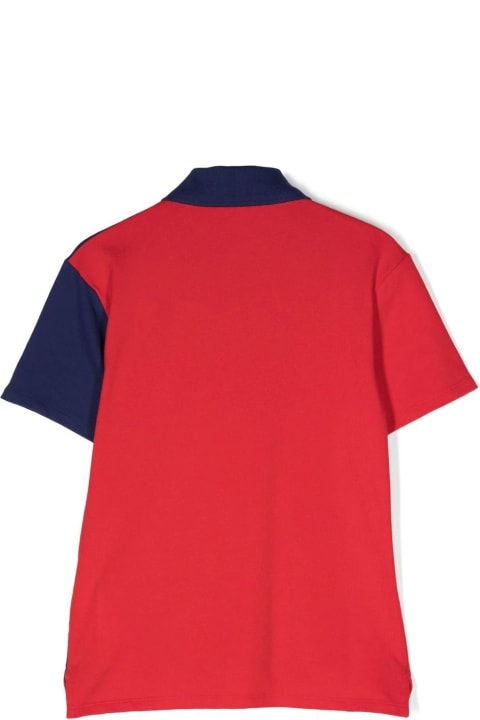 Blue And Red Cotton Polo Shirt