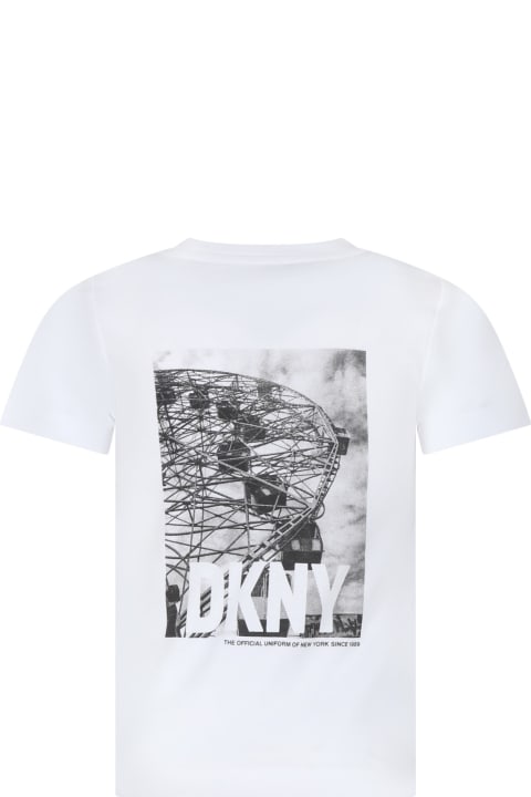 ボーイズ DKNYのTシャツ＆ポロシャツ DKNY Black T-shirt For Kids With Logo