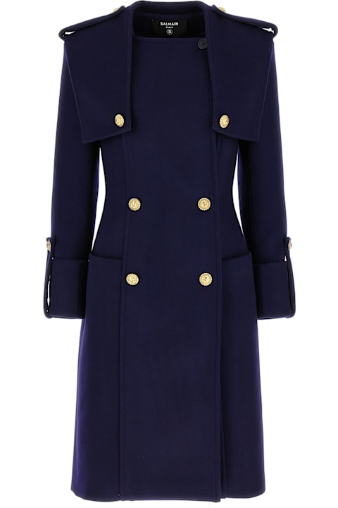 Coats & Jackets for Women Balmain Double-breasted Long Coat