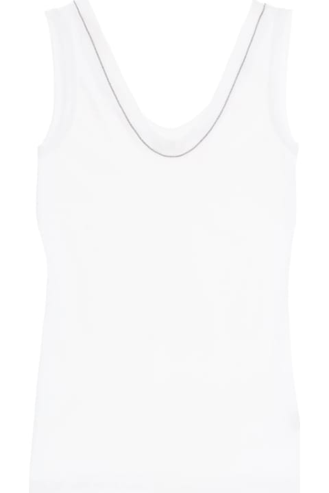 Brunello Cucinelli for Women Brunello Cucinelli Ribbed Tank Top With Shiny Collar