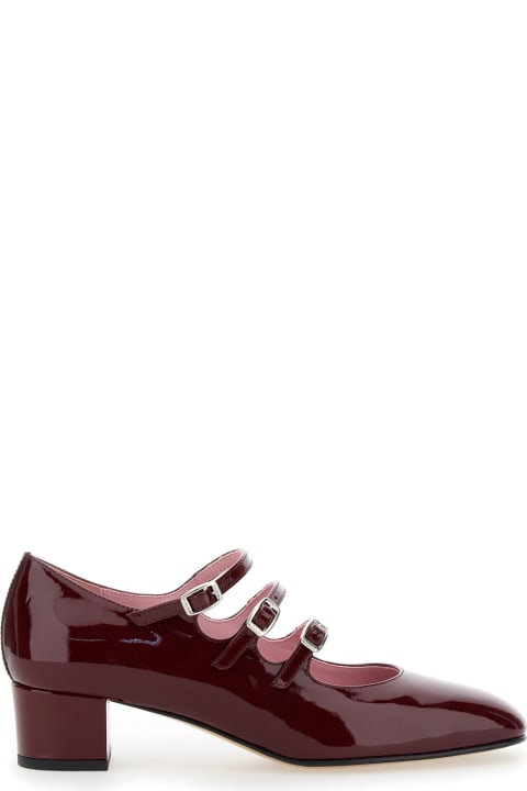 Carel High-Heeled Shoes for Women Carel 'kina' Bordeaux Mary Janes With Straps And Block Heel In Patent Leather Woman