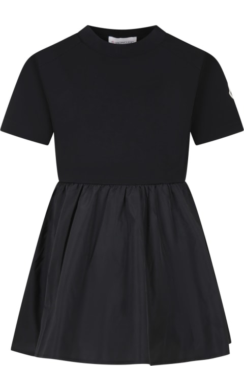 Moncler for Kids Moncler Black Dress For Girl With Logo