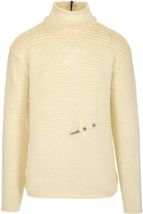 Off-White Men Off-White Nail-embellished Ribbed Sweater