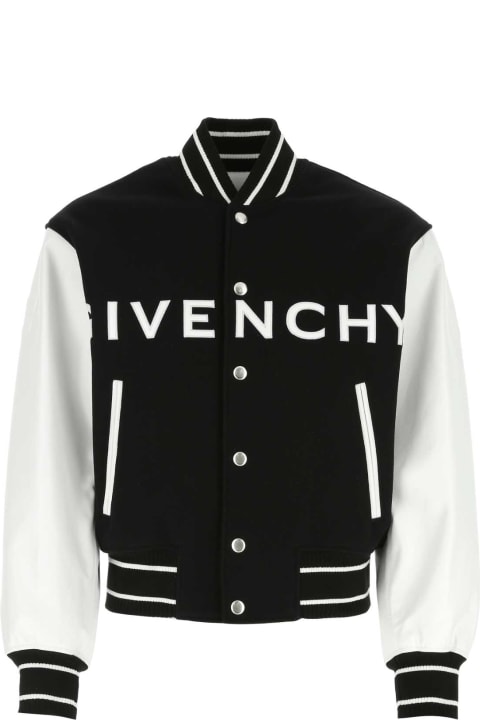 Givenchy Coats & Jackets for Men Givenchy Two-tone Wool Blend And Leather Bomber Jacket