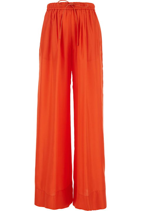 Forte_Forte for Women Forte_Forte Orange Pants With Elastic Drawstring Waist And Wide Leg In Silk Woman