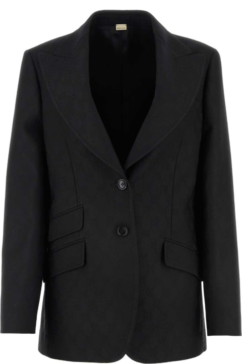 Coats & Jackets for Women Gucci Black Gg Wool Blazer