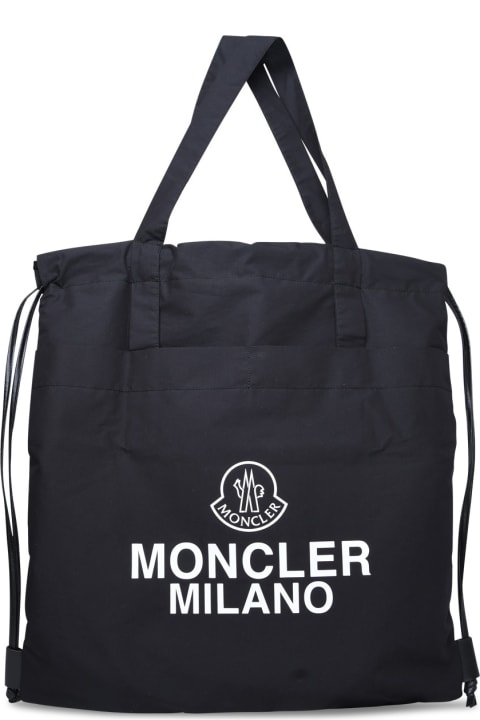Moncler Totes for Men Moncler Black Cotton Blend Tote Bag