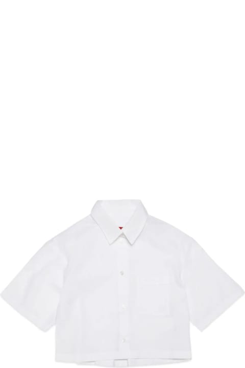 Max&Co. Kids Max&Co. White Poplin Crop Shirt With Logo