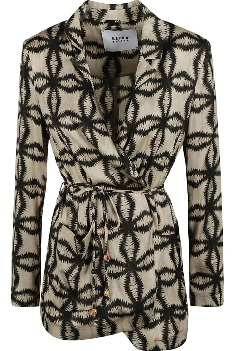 Bazar Deluxe Coats & Jackets for Women Bazar Deluxe Printed Belted Cardi-coat
