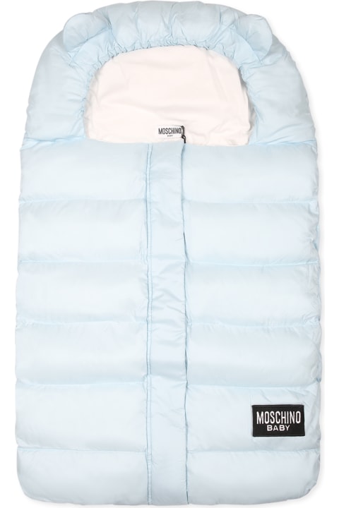 Moschino for Baby Girls Moschino Light Blue Sleeping Bag For Baby Boy With Logo Patch