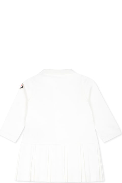 Moncler الملابس لـ رُضع بنات Moncler White Dress For Baby Girl With Logo