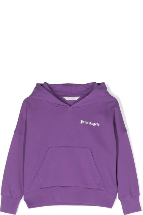 Fashion for Boys Palm Angels Purple Hoodie With Logo