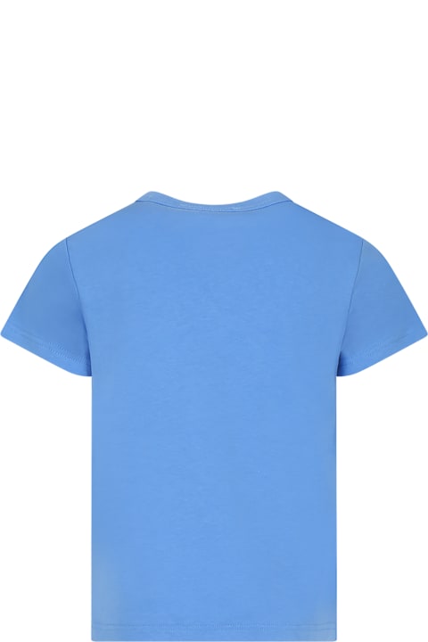 Marc Jacobs Topwear for Girls Marc Jacobs Light Blue T-shirt For Girl With Logo And Star