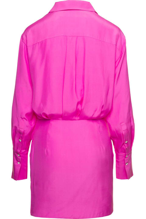 Fashion for Women GAUGE81 'naha' Draped Shirt Mini Hot Pink Dress In Silk Woman Gauge81