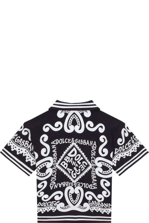 Shirts for Boys Dolce & Gabbana Javanese Shirt With Marine Print