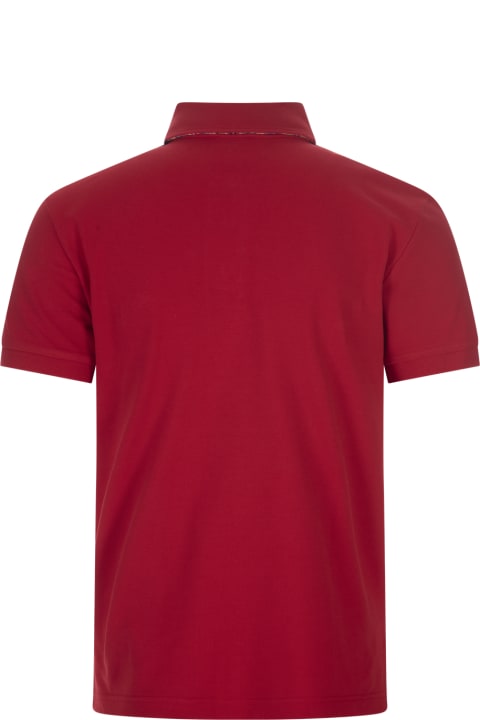 メンズ新着アイテム Etro Red Polo Shirt With Embroidered Pegasus