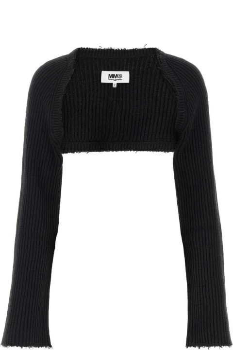 Fashion for Women MM6 Maison Margiela Black Cotton Blend Wrap-over Cardigan