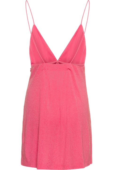 Dsquared2 Dresses for Women Dsquared2 Mini Salmon Pink Dress With Plunging V Neck And Tonal Rhinestone In Viscose Woman