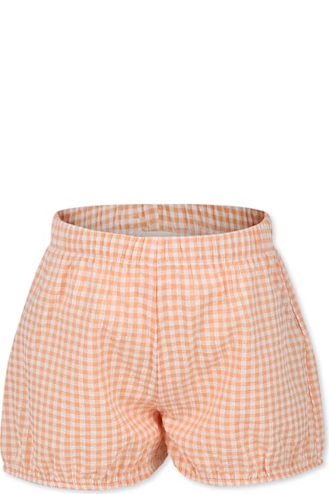 Bottoms for Girls Caffe' d'Orzo Orange Short For Girl With Vichy Print