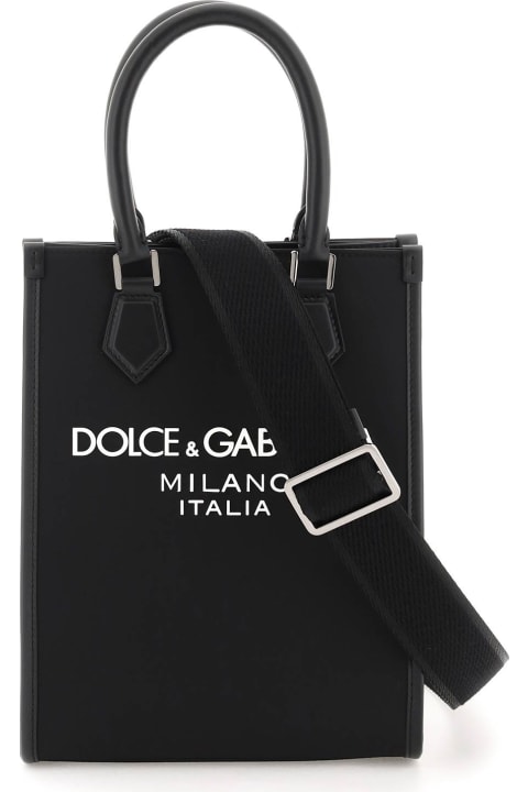 Bags Sale for Men Dolce & Gabbana Small Nylon Tote Bag With Logo