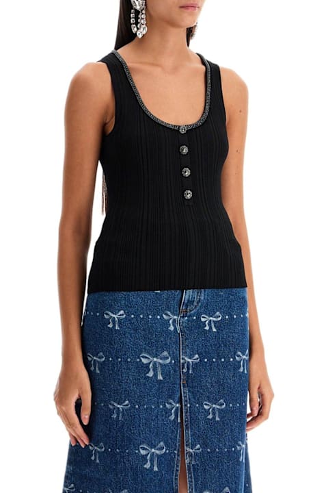 self-portrait ملابس علوية لـ السيدات self-portrait Embellished Ribbed Tank Top