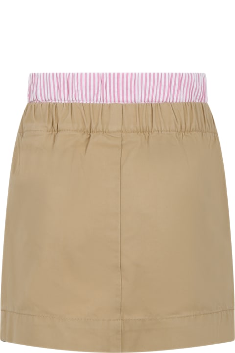 Bottoms for Girls Off-White Beige Skirt For Girl With Logo