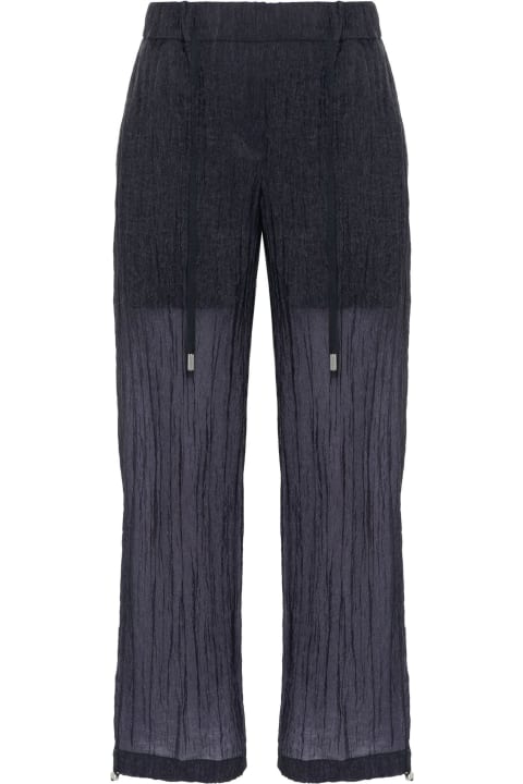 Peserico Pants & Shorts for Women Peserico Midnight Blue Seersucker Straight Trousers