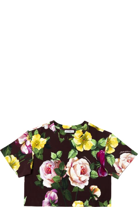 Dolce & Gabbana for Kids Dolce & Gabbana Crop T-shirt With Flower Print