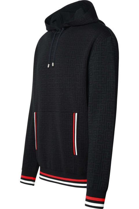 Black Merino Wool Blend Sweater