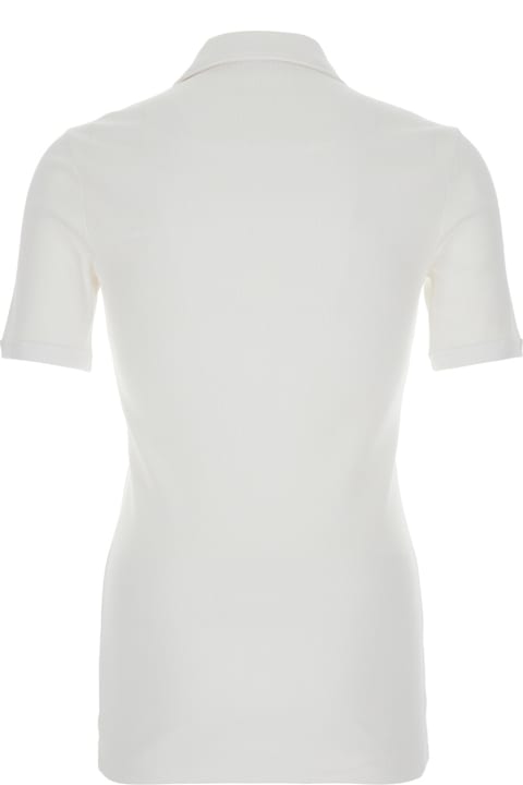 Dolce & Gabbana Sweaters for Men Dolce & Gabbana White T-shirt With Classic Collar And Cross Lace Closure On The Front In Cotton Stretch Man
