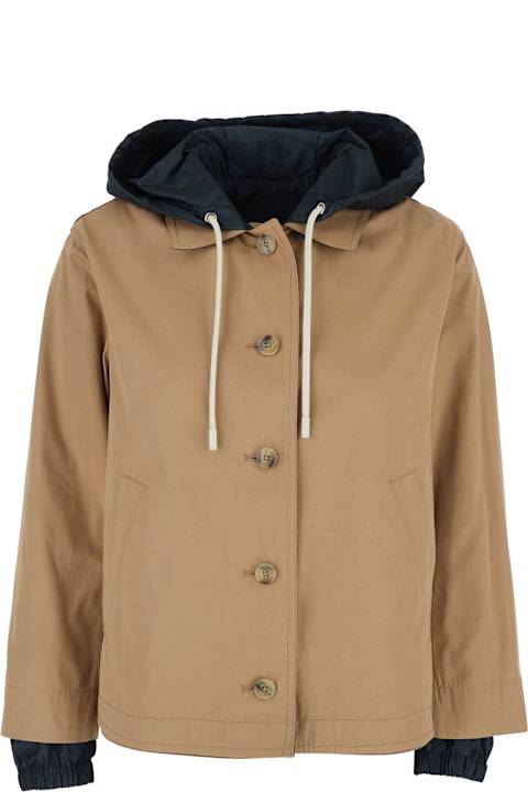 Homeware Herno Beige Reversible Hooded Jacket In Cotton Man