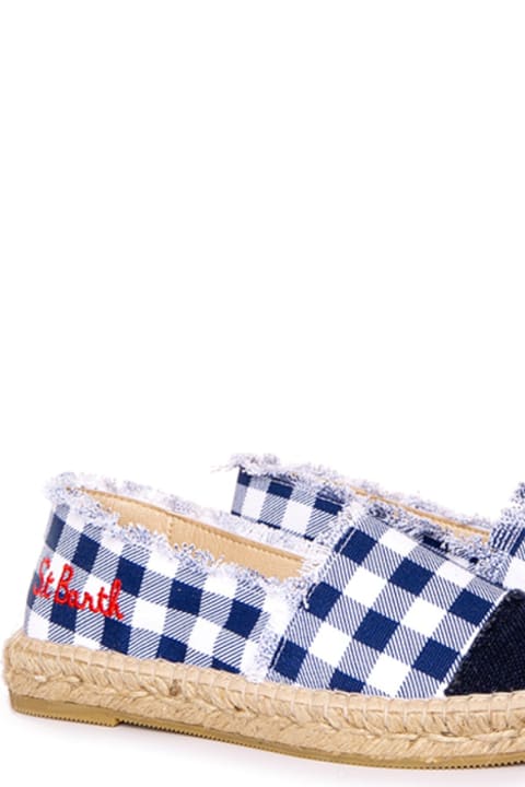 MC2 Saint Barth أحذية كعب ودجز لـ السيدات MC2 Saint Barth Gingham Print Canvas Espadrillas With Embroidery