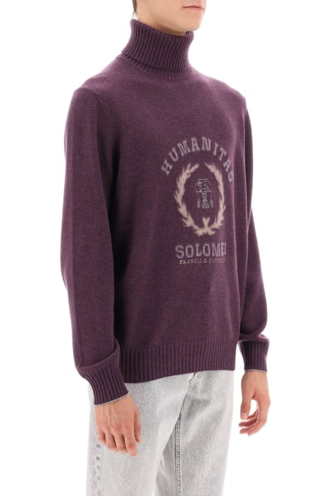 Brunello Cucinelli Sweaters for Men Brunello Cucinelli Cashmere Turtleneck With Punch Needle Embroidery