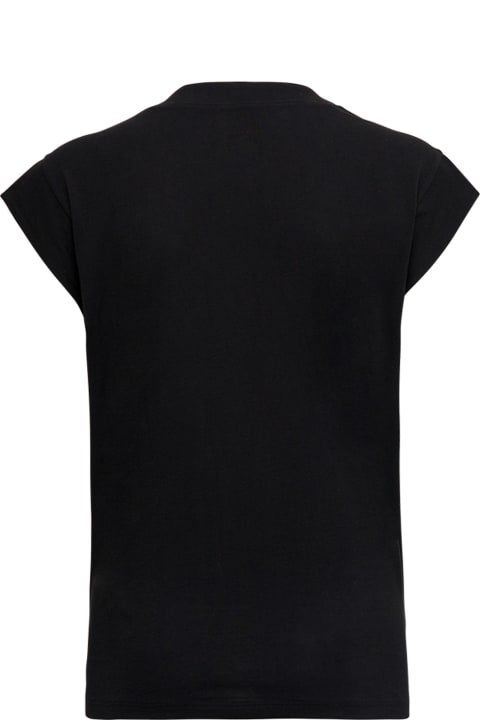 Frame Topwear for Women Frame Black Cotton V-neck T-shirt