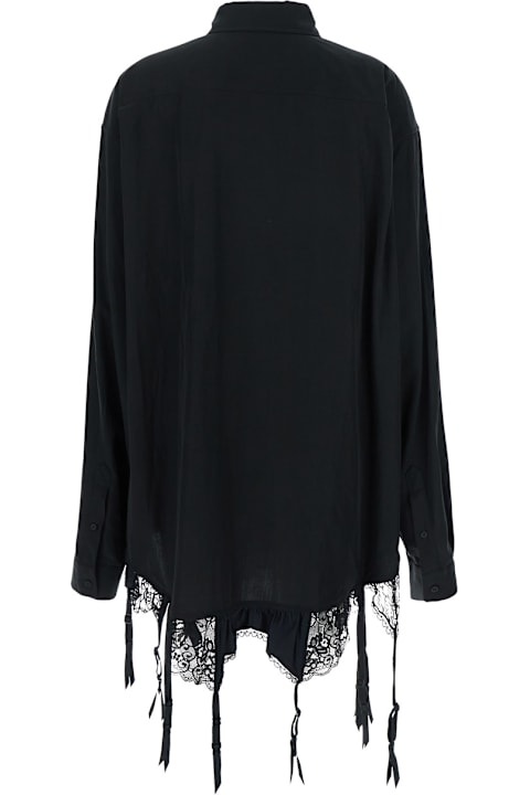 Balenciaga Topwear for Women Balenciaga 'lingerie' Black Sirt With Button-down Collar And Lingerie Detail On The Hem In Tech Fabric Woman