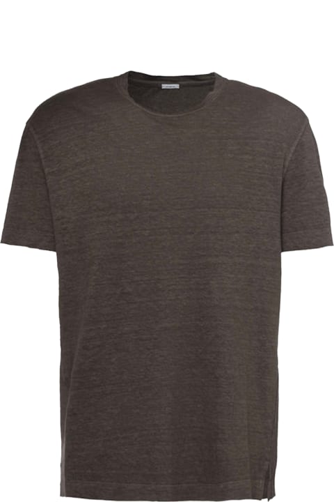 Malo Topwear for Men Malo Brown Linen And Jersey T-shirt
