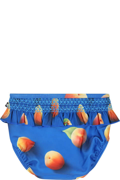 ベビーボーイズ 水着 Molo Blue Swim Briefs For Baby Girl With Apricot Print