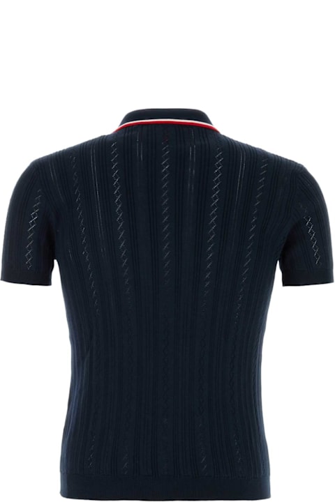Valentino Garavani ملابس علوية لـ القسم الرجالي Valentino Garavani Navy Blue Cotton Polo Shirt