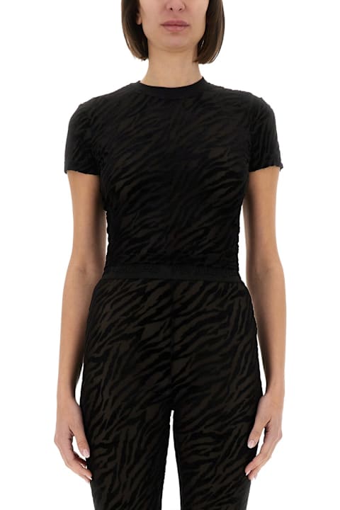 Versace Jeans Couture لـ Women Versace Jeans Couture Devoré Zebra Short T-shirt