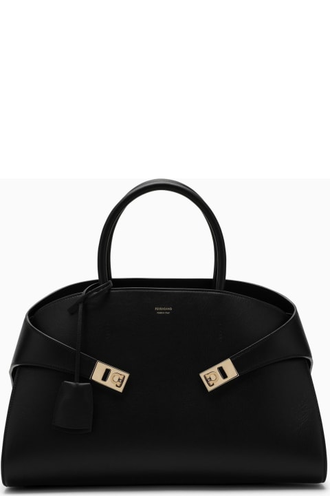 Bags for Women Ferragamo Hug Black Leather Handbag