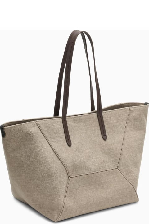 Fashion for Women Brunello Cucinelli Rope-coloured Shopper Bag In Cotton And Linen