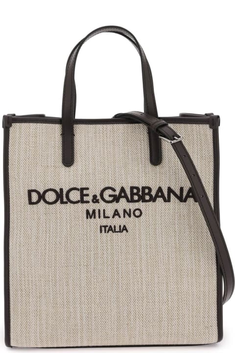 メンズ バッグ Dolce & Gabbana Textured Canvas Tote Bag