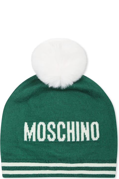 ベビーガールズのセール Moschino Green Hat For Babykids With Teddy Bear