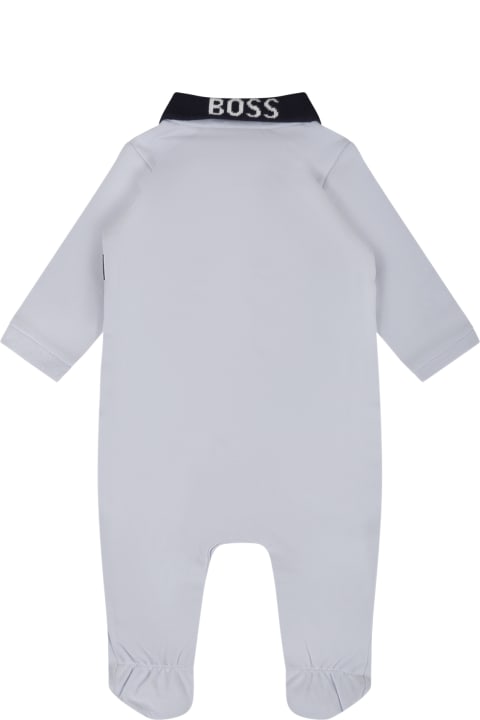 Bodysuits & Sets for Baby Girls Hugo Boss Light Blue Romper For Bay Boy With Logo