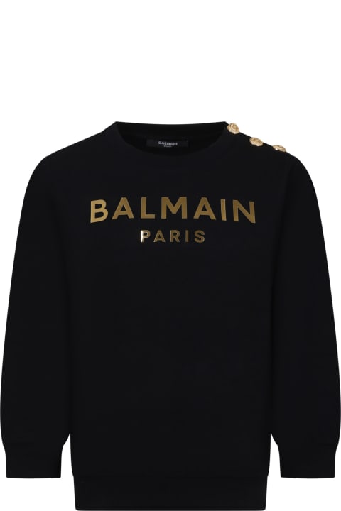 Sweaters & Sweatshirts for Boys Balmain Black Sweatshirt For Kids With Logo
